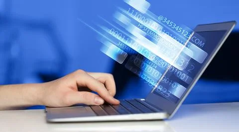 Close up of man typing on laptop computer Stock Photos