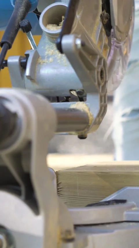 Close-up of a man using a circular saw Stock Footage 307386508