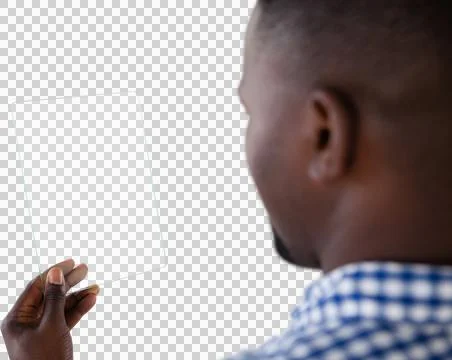Close-up of man using futuristic digital tablet 스톡 일러스트