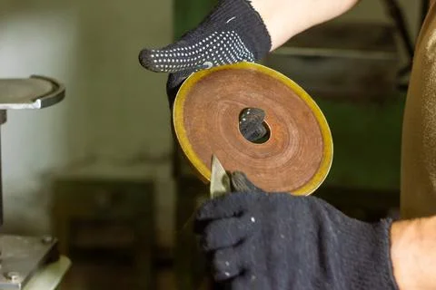 Close up of a man using a machine 스톡 사진