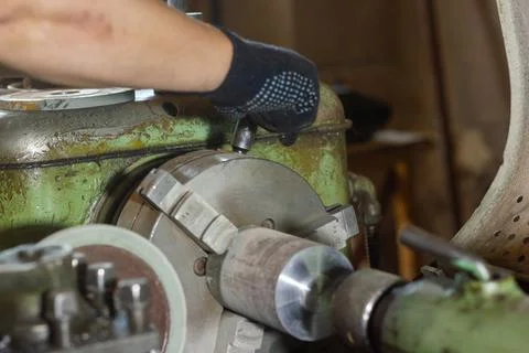 Close up of a man using a machine Foto stock