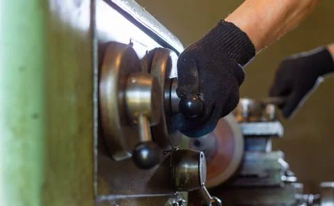 Close up of a man using a machine 스톡 사진