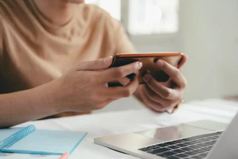 Close up of man using mobile phone. Stock Photos