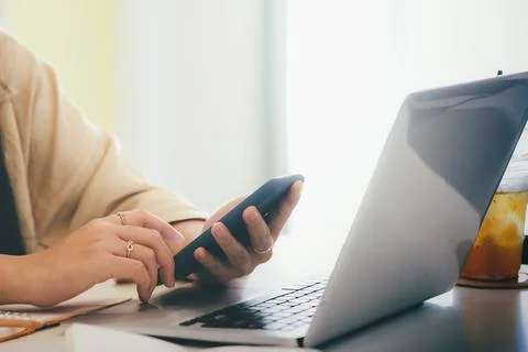 Close up of man using mobile phone. Stock Photos