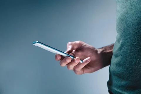 Close up of man using mobile phone Stock Photos