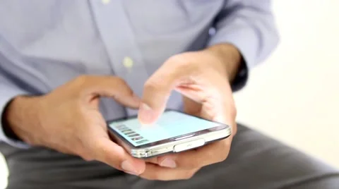 Close up of a man using mobile smart phone. Stock Footage 49331919