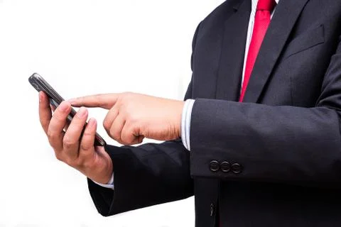 Close up of a man using mobile smart phone Stock Photos