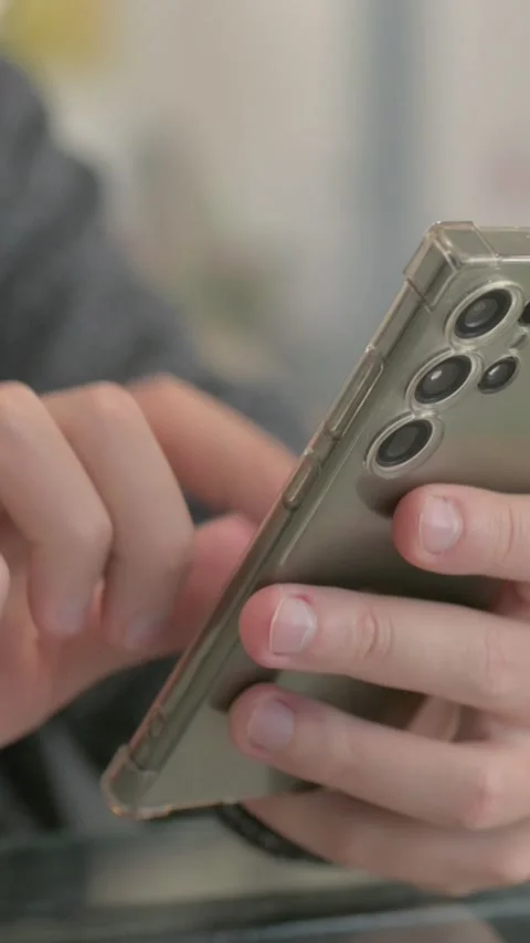 Close up of Man Using Phone, vertical video Stock Footage 324793006