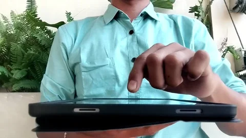 Close up a man using portable device gadget Stock Footage 342038869