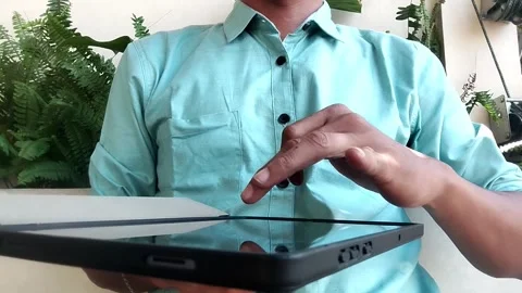 Close up a man using portable device gadget Stock Footage 342038917