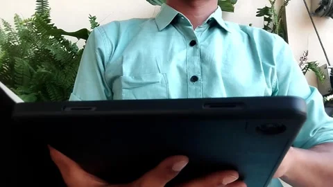 Close up a man using portable device gadget Stock Footage 342039420