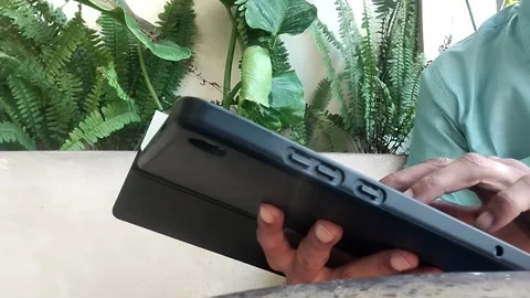 Close up a man using portable device gadget Stock Footage 342039482