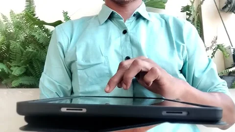 Close up a man using portable device gadget Stock Footage 342039485