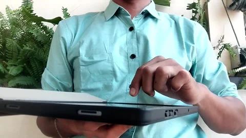 Close up a man using portable device gadget Stock Footage 342040797