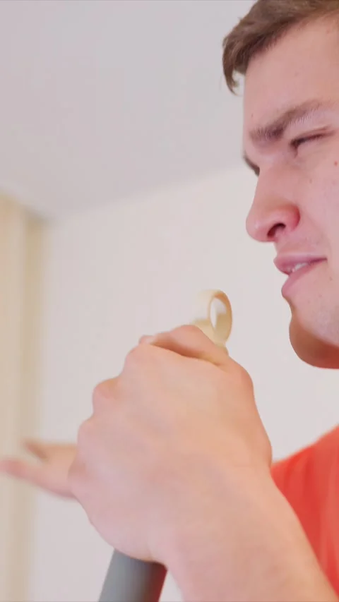 Close up of Man Using Vacuum Cleaner Tool showing cleaning hand action indoor Vídeo Stock 346790310