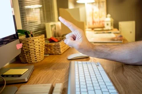 Close-up of a man warning or wait a moment with the typical hands gesture in  Stock Photos