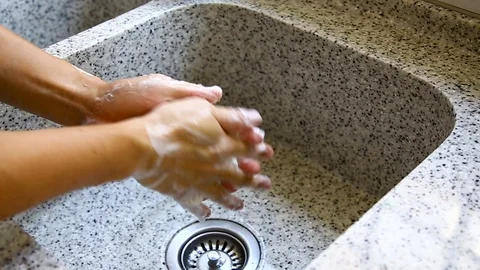 Close up of man washing hand Stock Footage 129175823