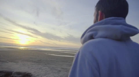 Close up of man watching the sunset Stock Footage 59866869