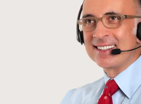 Close up of a man wearing a headset Stock Photos