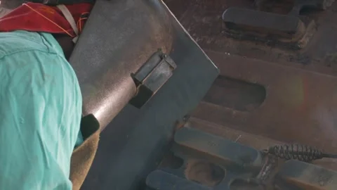 A Close-up of a man welding Stock Footage 312400409