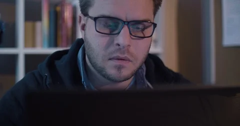 Close up of a man working concentrated with his computer Stock Footage 87324131
