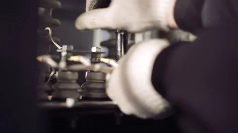 Close-up of man working with electric meter. Stock-Footage 77006669