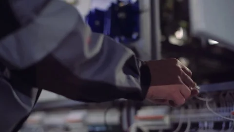 Close-up of man working with wires. Stock-Footage 77106077