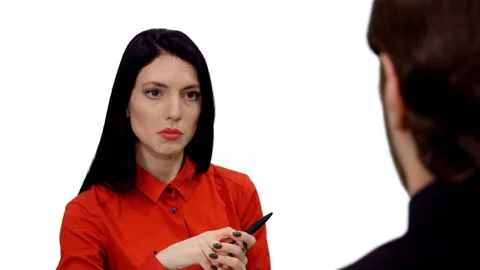 Close up of manager speaking with client, alpha channel included Stock Footage 105858450