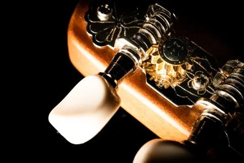 Close Up of Mandolin Tuning Peg and Gear System Stock Photos