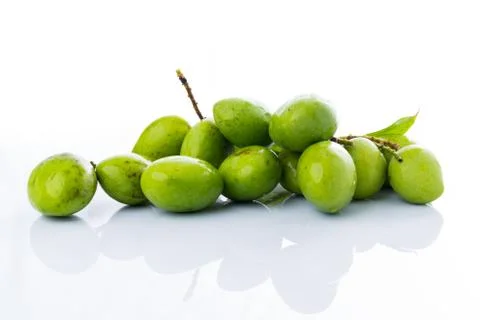 Close up Mangifera Mango on white Stock Photos