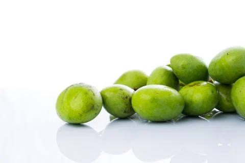 Close up Mangifera Mango on white Stock Photos