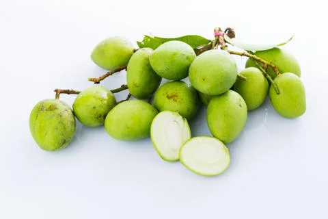 Close up Mangifera Mango on white Stock Photos