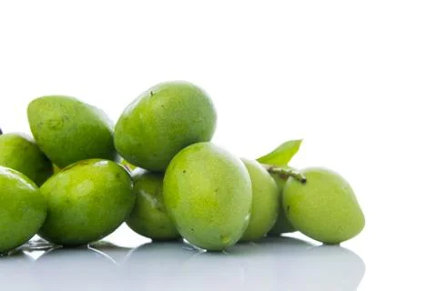 Close up Mangifera Mango on white Stock Photos