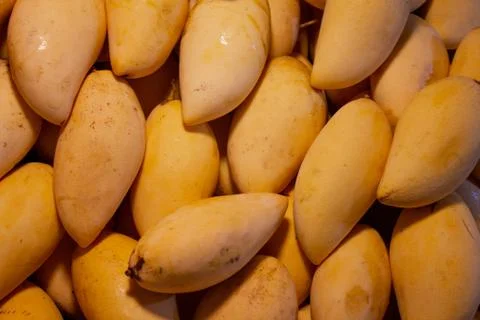 Close-up mango fruit at market background Stock Photos