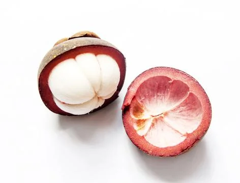 Close up mangosteen on isolate Stock Photos