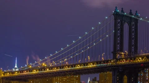 Close Up Manhattan Bridge Timelapse Stock Footage 59946625