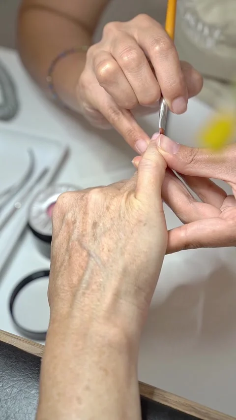 Close-up Manicure Tutorial for Classic French Design With Modern Tools Video stock 323094435