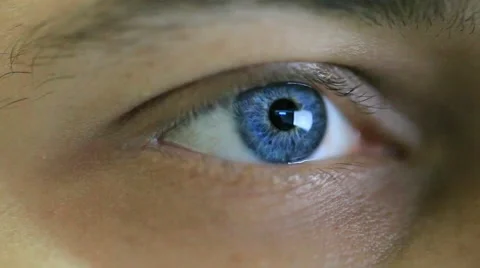 Close up of mans eye looking on computers monitor. HD. 1920x1080 Stock Footage 43238481