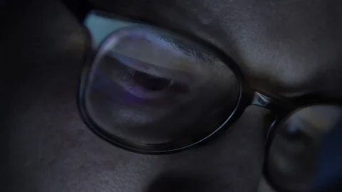Close Up of a man's eyes browsing the Internet Video stock 127163314