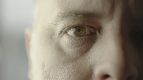 Close up of Man's face. Attractive boy opening his beautiful blue eyes. Stock-Footage 145883722