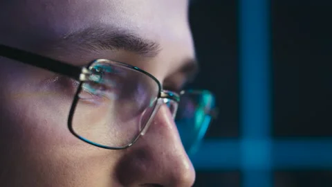 Close-up of a man's face with glasses Stock Footage 176413491