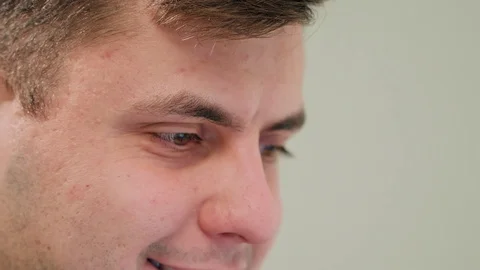 Close-up of a Man's Face Indoors Stock Footage 83832462