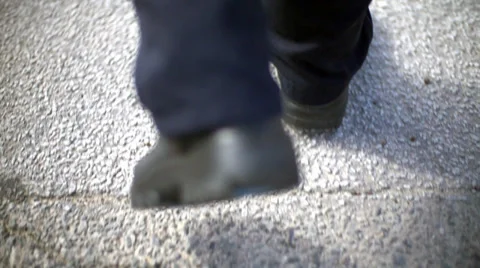 Close Up Of Man's Feet Walking Stock Footage 34656731