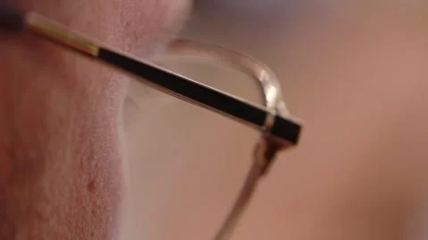 Close-up of a mans glasses frame, conference Stock Footage 307202069