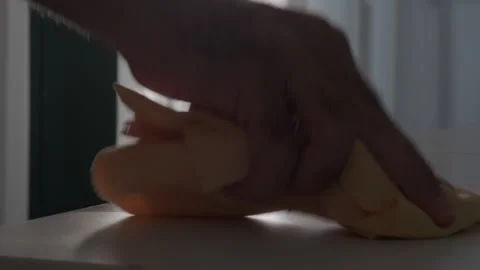 Close-up of a man's hand cleaning a white table Video stock 250280851