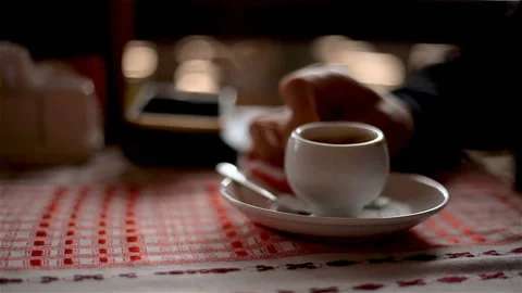 Close-up of a man's hand with an espresso cup Stock Footage 150278465
