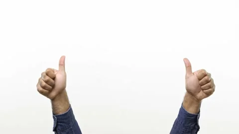 Close up of Man’s hand gestures. Approval like. Man showing thumb up isolated on Stock Footage 144653591