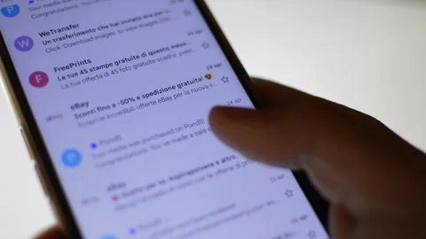 Close-up man's hand with google e mail app on the phone Stock-Footage 197817899