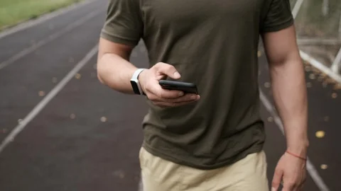 Close up of a man's hand holding a mobile telephone. Stock Footage 113012185