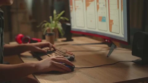 Close Up Of The Man'S Hand Mobile Application Developer Works With Graphics Stock Footage 157779184